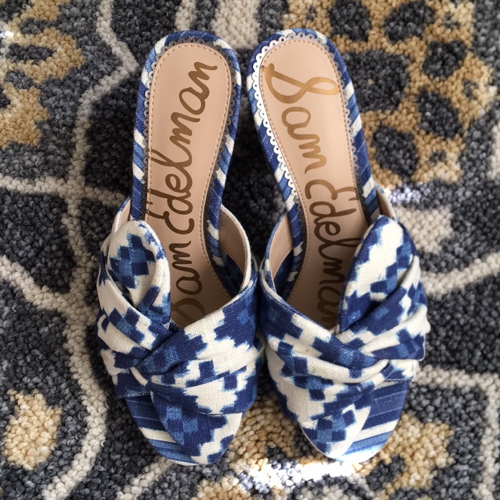 โค๏ธ HP Sam Edelman Aida Multi-color Blue High Heels - Picture 7 of 8